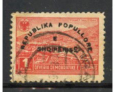 1946 - ALBANIA - 1f. ROSSO PROCLAMAZIONE REPUBBLICA - USATO - LOTTO/31810