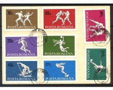 1971 - ROMANIA - SPORT DIVERSI 8v. - SERIE COMPLETA USATA SU CARTOLINA POSTALE - LOTTO/31828