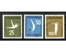 1963 - JUGOSLAVIA - PREMIO EUROPEO DI GINNASTICA 3 v. - NUOVI - LOTTO/33846