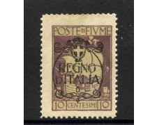 1924 - FIUME - LOTTO/42324 - 10 CENTESIMI SOPRASTAMPATO REGNO D'ITALIA - LINGUELLATO