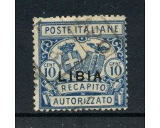 1929 - LIBIA - 10c. RECAPITO AUTORIZZATO - USATO - LOTTO/30206