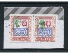 2004 - REPUBBLICA - 2,80 Euro SIRACUSANA E CIFRA - COPPIA USATI - VARIETA' - LOTTO/30153