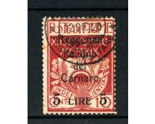 1920 - FIUME - 5 LIRE SU 10 CENT. REGGENZA DEL CARNARO - USATO - LOTTO/2189