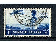 1936 - SOMALIA - 1 Lira  POSTA AEREA PITTORICA - USATO - LOTTO/30211