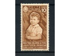 1937 - REGNO - 10 CENT. COLONIE ESTIVE - NUOVO - LOTTO/REG406N