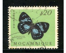 1953 - MOZAMBICO - 20c. FARFALLE - USATO - LOTTO/29062U