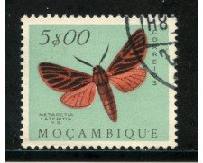 1953 - MOZAMBICO - 5 e. FARFALLE - USATO - LOTTO/29075