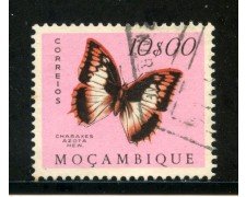 1953 - MOZAMBICO - 10 e. FARFALLE - USATO - LOTTO/29078