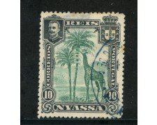 1901 - NYASSA ( MOZAMBICO) - 10r. VERDE GIRAFFA - USATO - LOTTO/29116