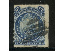 1878 - BOLIVIA - 5c. BLU STEMMA - USATO - LOTTO/29133B