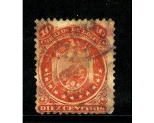 1871 - BOLIVIA - 10c. ROSSO STEMMA - USATO - LOTTO/29135