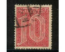 1920/21 - GERMANIA REICH SERVIZI - 10p. ROSSO - USATO - LOTTO/29240