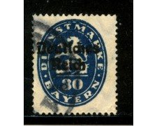 1920 - GERMANIA REICH SERVIZI - 30p. OLTREMARE - USATO - LOTTO/29251