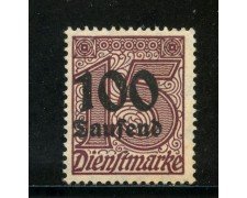 1923 - GERMANIA REICH SERVIZI - 100 su 15 p. BRUNO - NUOVO - LOTTO/29266