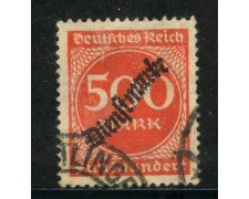 1923 - GERMANIA REICH SERVIZI - 500m. VERMIGLIO SOPRASTAMPATO - USATO - LOTTO/29271