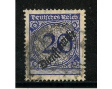 1923 - GERMANIA REICH SERVIZI - 20p. OLTREMARE  SOPRASTAMPATO - USATO - LOTTO/29274