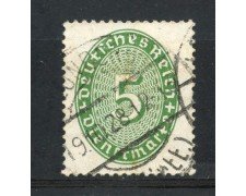 1927/28 - GERMANIA REICH SERVIZI - 5p. VERDE CIFRA IN OVALE - USATO - LOTTO/29277