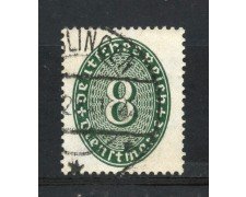 1927/28 - GERMANIA REICH SERVIZI - 8p. VERDE CIFRA IN OVALE - USATO - LOTTO/29278