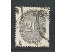 1929/33 - GERMANIA REICH SERVIZI - 20p. GRIGIO CIFRA IN OVALE - USATO - LOTTO/29284