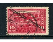 1925 - ALBANIA - 10q. ROSSO  SOPRASTAMPATO - USATO - LOTTO/29619