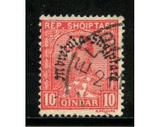 1928 - ALBANIA - 10q. ROSSO  ZOGOU SOPRASTAMPATO - USATO - LOTTO/29634