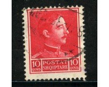 1930 - ALBANIA - 10q. ROSSO CARMNIO - USATO - LOTTO/29638
