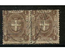 1896 - REGNO - 1cent. BRUNO STEMMA - COPPIA USATI - LOTTO/29852