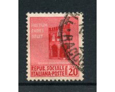 1944 - REPUBBLICA SOCIALE - 20 c. MONUMENTI DISTRUTTI - USATO - LOTTO/RSI496U
