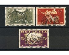 1919 - SVIZZERA - COMMEMORATIVI DELLA PACE 3v. LINGUELLATI - LOTTO/34011U