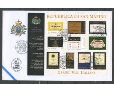 2005 - SAN MARINO - GRANDI VINI ITALIANI FOGLIETTO - BUSTA FDC - LOTTO/36769