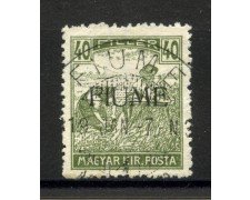 1918 - FIUME - LOTTO/40960 - 40 FILLER VERDE OLIVA - USATO