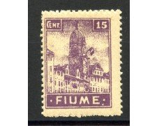 1919 - FIUME - LOTTO/40166 - 15 CENT. CARTA GRIGIA OPACA - NUOVO