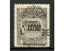 1921 - FIUME - LOTTO/40967 - 0,02 SU 15c.  SEGNATASSE  - VARIETA' - LINGUELLATO