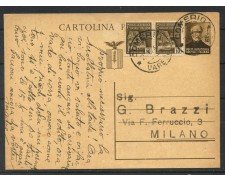 1944 - REPUBBLICA SOCIALE - LOTTO/40153 - CARTOLINA POSTALE G.MAZZINI CON AFFR. AGGIUNTA