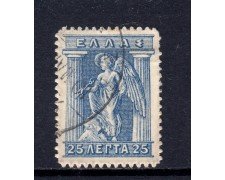 1912/22 - GRECIA - 25 l. OLTREMARE IRIS USATO - LOTTO/32328