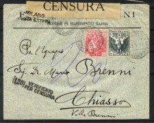 1917 - REGNO - LOTTO/39992 - PRO CROCE ROSSA  2v. - SU BUSTA PER L'ESTERO