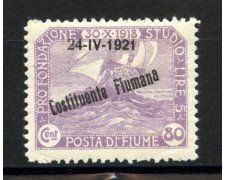 1921 - FIUME - LOTTO/40171 - 80 cent. COSTITUENTE FIUMANA - LINGUELLATO