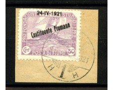 1921 - FIUME - LOTTO/40172 - 80 cent. COSTITUENTE FIUMANA - USATO SU FRAMMENTO