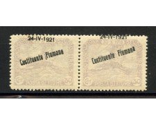 1921 - FIUME - LOTTO/40173 - 80 cent. COSTITUENTE FIUMANA - COPPIA VAIETA' - NUOVI