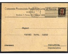 1944 - REPUBBLICA SOCIALE - LOTTO/41578 - 30 CENT. TIRATURA DI VERONA  SU CARTOLINA