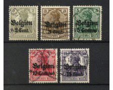 1916/18 - BELGIO OCCUPAZIONE TEDESCA - LOTTO/42924 - FRANCOBOLLI SOPRASTAMPATI 5v. - USATI