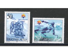 2002 - JUGOSLAVIA - OLIMPIADI DI  SALT LAKE CITY  2v. - NUOVI - LOTTO/35565