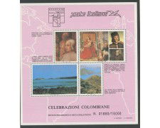 1992 - ITALIA - LOTTO/32450 -  CELEBRAZIONI COLOMBIANE - FOGLIETTO ERINNOFILO
