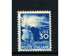 1945 - REPUBBLICA - LOTTO/43331 - 30 LIRE AZZURRO DEMOCRATICA - LINGUELLATO