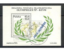 1987 - POLONIA - EXPO FILATELICA OLYMPHILEX - FOGLIETTO USATO - LOTTO/36038