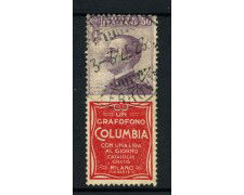 1924 - REGNO - LOTTO/43334 - 50 CENT. PUBBLICITARIO COLUMBIA - USATO