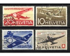 1944 - SVIZZERA - LOTTO/40680 - POSTA AEREA ANNIVERSARIO 4v. - USATI