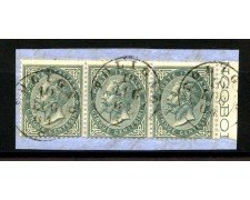 1863 - REGNO - LOTTO/39954 - 5 cent. -TIRATURA DI LONDRA -  STRISCIA USATI