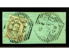 1889 - REGNO - LOTTO/39970 - 45 cent. VERDE GRIGIO UMBERTO I° - USATO SU FRAMMENTO