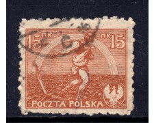 1921/1922 - POLONIA- 15m. BRUNO GIALLO - USATO - LOTTO/32281